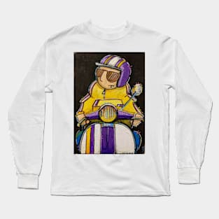 Retro Scooter, Classic Scooter, Scooterist, Scootering, Scooter Rider, Mod Art Long Sleeve T-Shirt